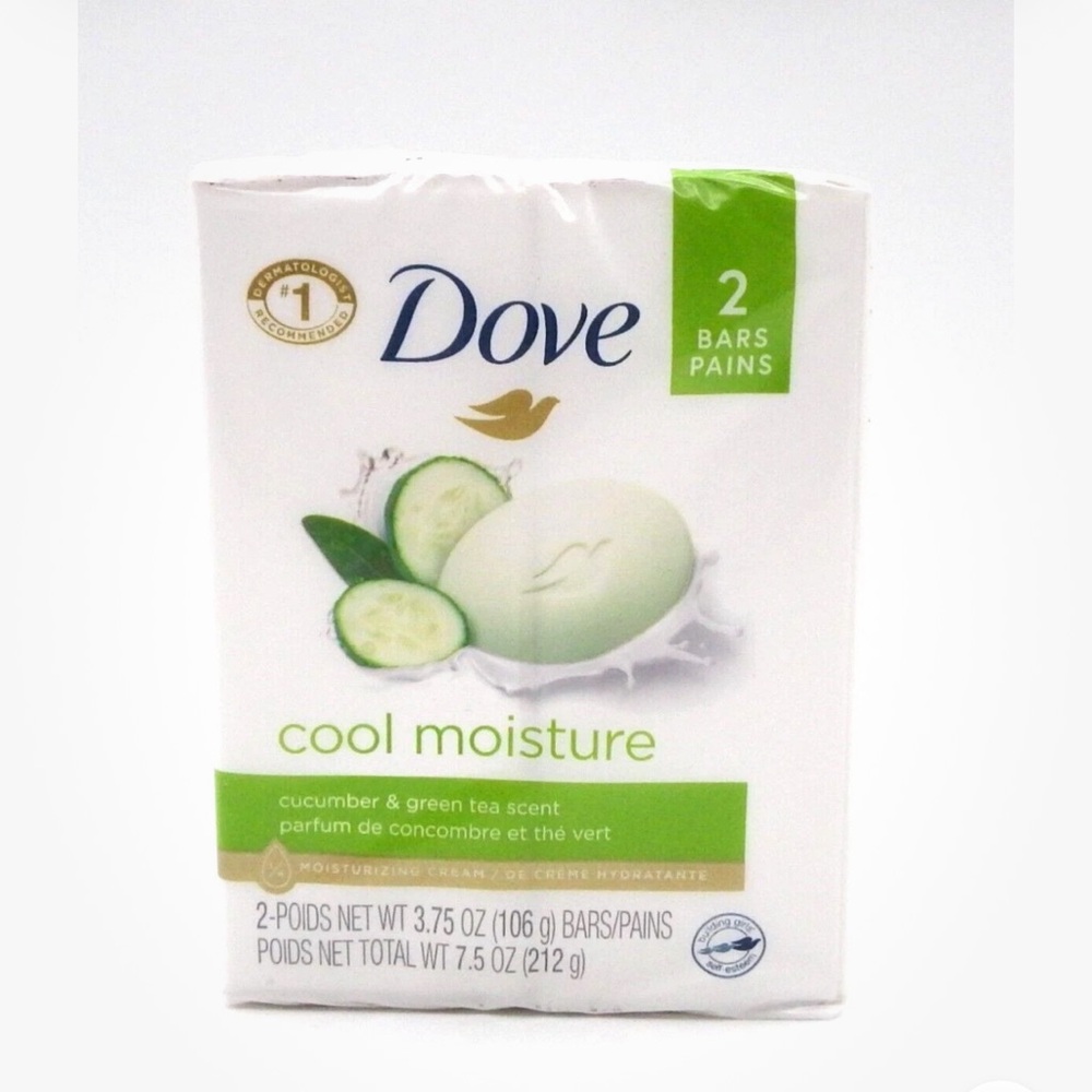 Dove Cool Moisture Cucumber and Green Tea Beauty Bars~2 Bars
